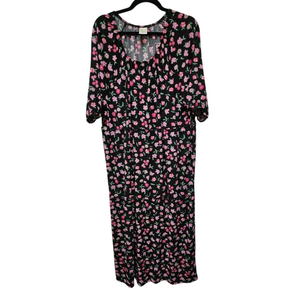 BLAIR Black Floral Dress Womens XL Slip-On Midi Maxi